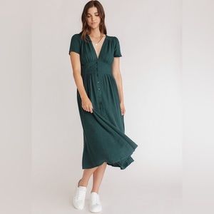 The Latest Scoop - Buttoned Midi Dress in Teal
